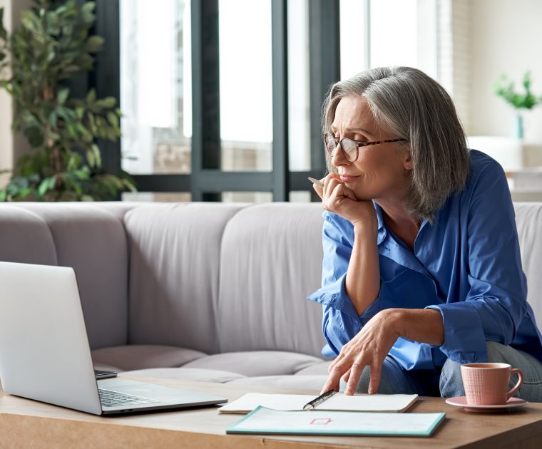 Woman planning funds for retirement